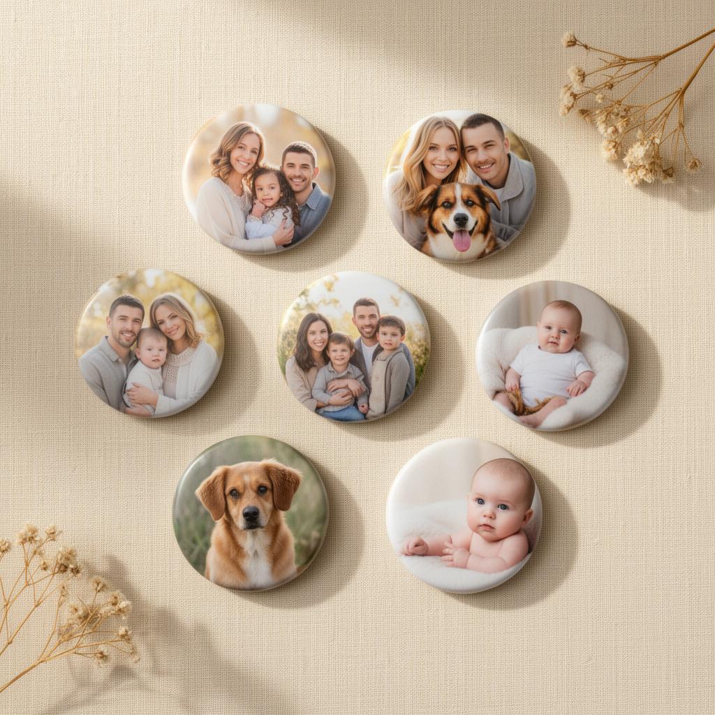 Round Custom Photo Magnet - 2.25” - set of 9